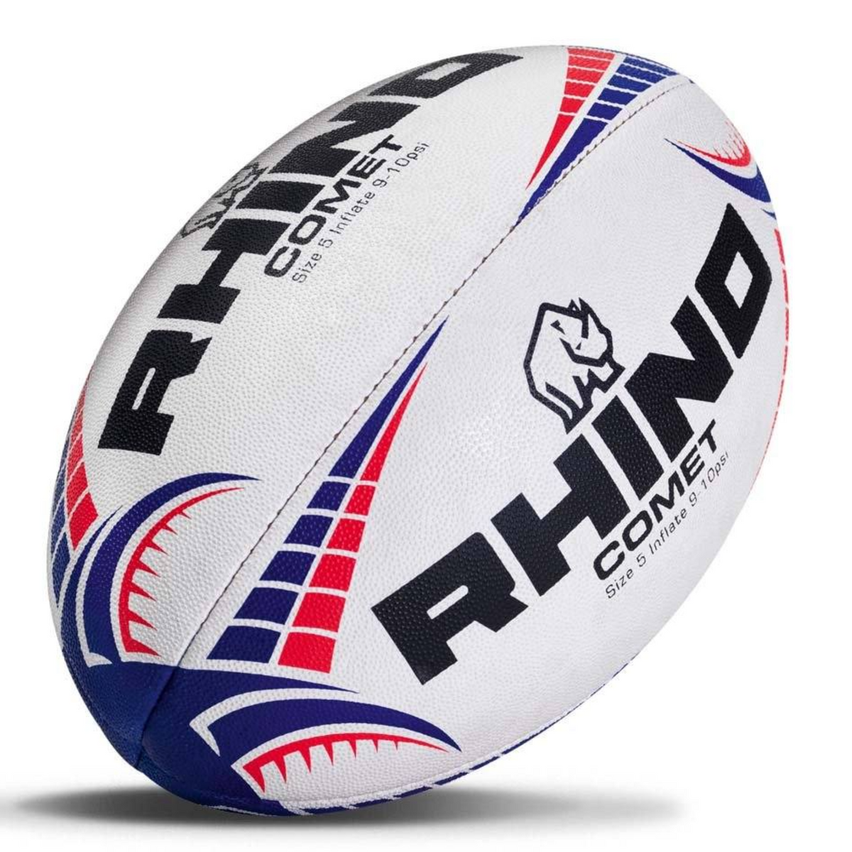 Ballon De Rugby Rhino Meteor Match - Qualité Match - Cousu Main 4 Plis - Vessie Latex - Surface Hydrofuge - Excellente Adhérence