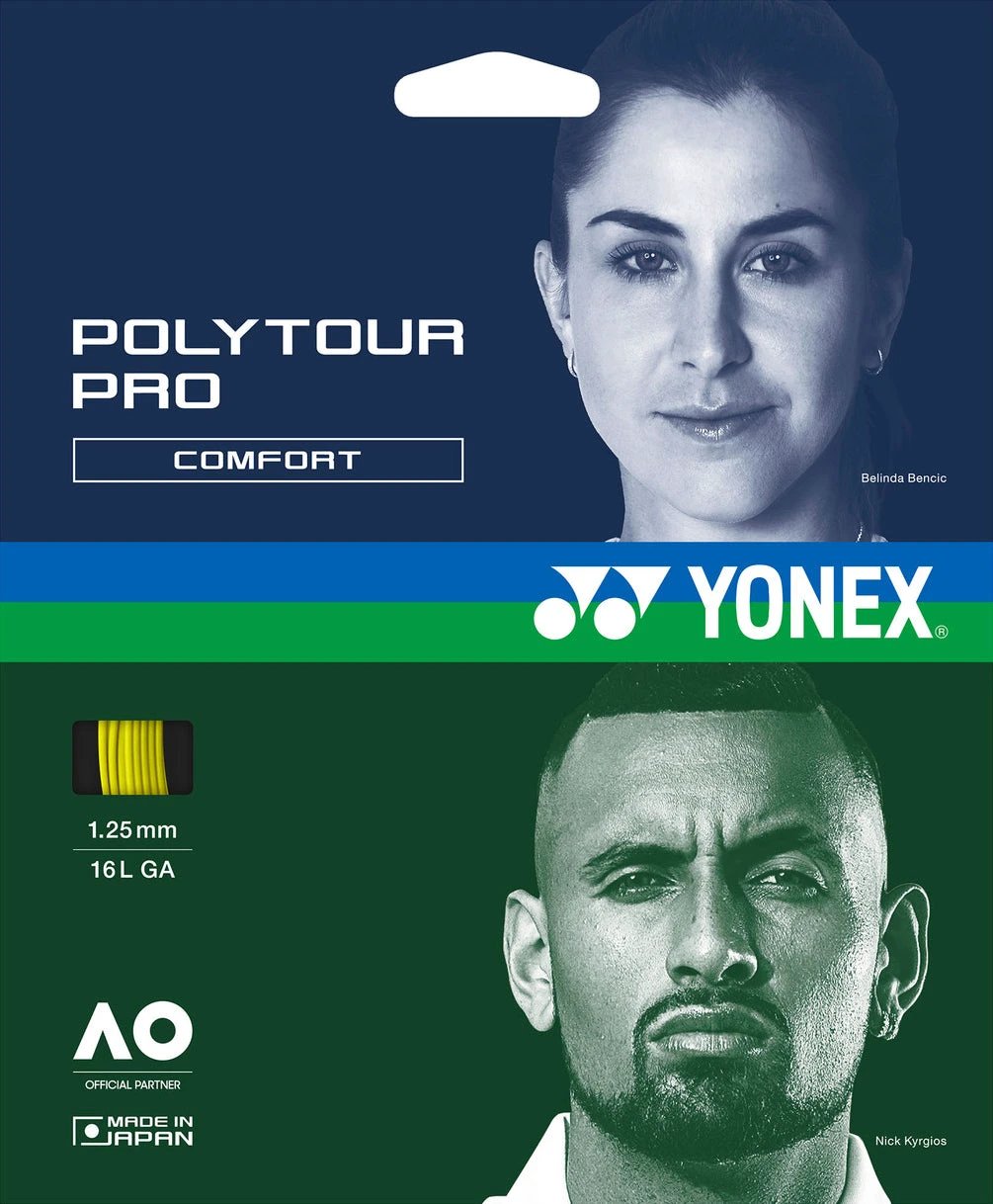 Yonex Polytour Pro 1.25mm 12M Set 12m Set FLASH YELLOW String (Packs) Yonex