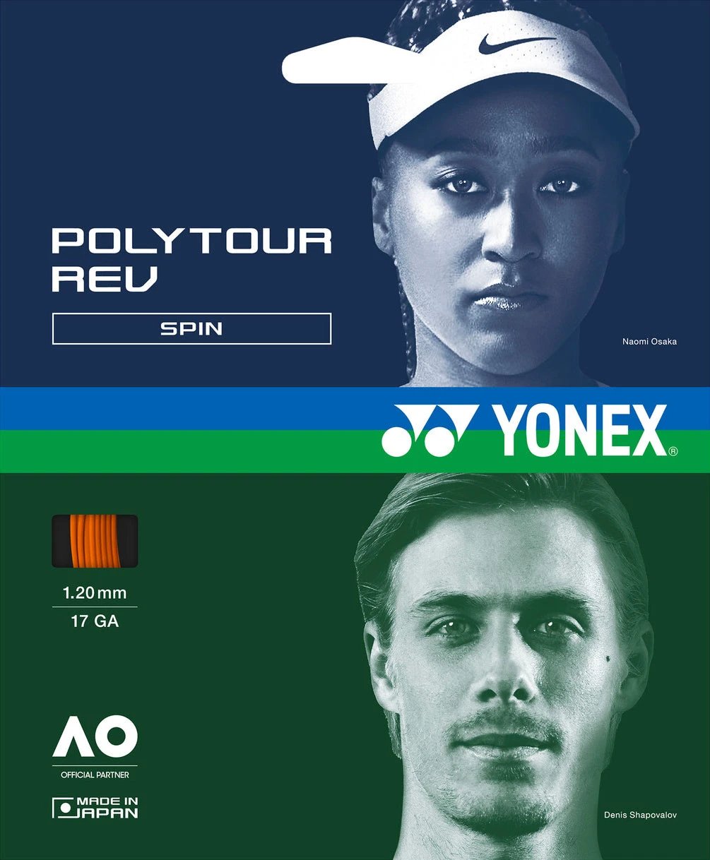Yonex Polytour Rev 1.20mm 12m Pack Tennis String Orange 12m Set ORANGE String (Packs) Yonex