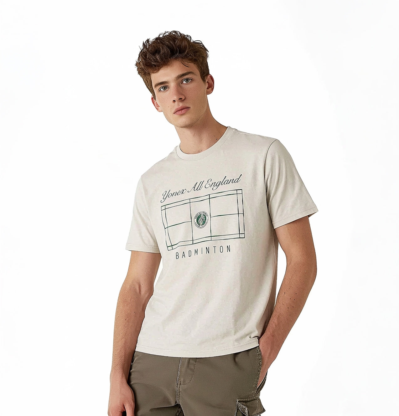 Yonex All England 1899 Crew Neck SS Top 26 - Cream Clothing Yonex