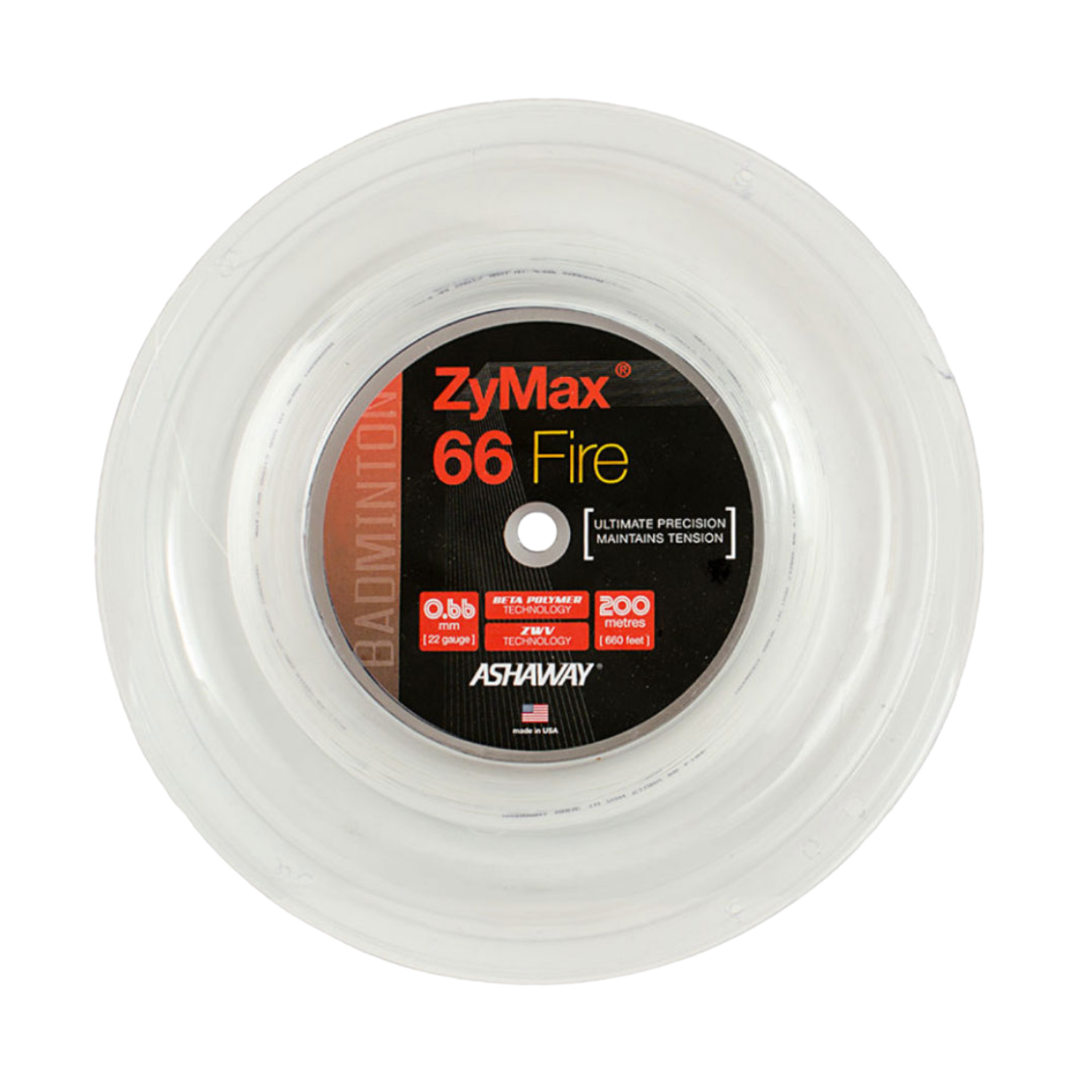 Ashaway ZyMax 66 Fire String (200m Reel) White