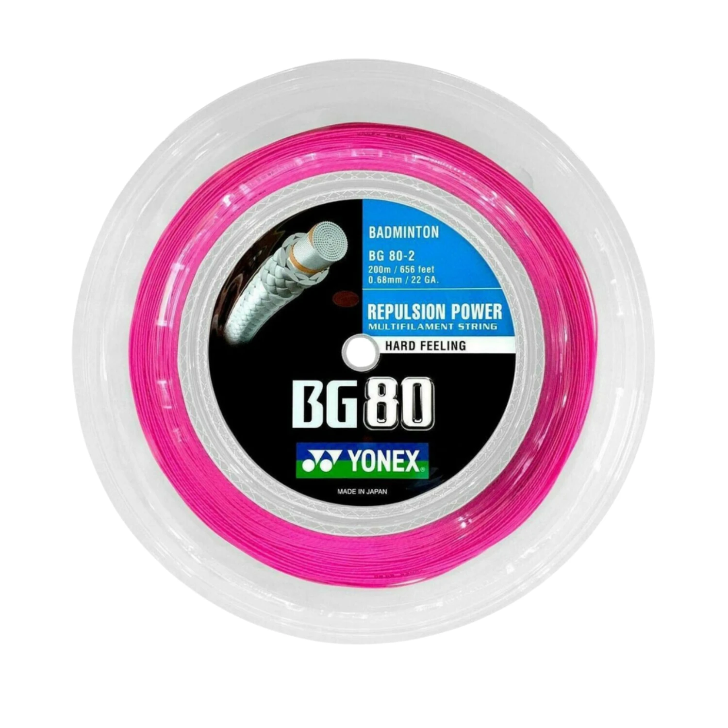 Yonex BG80 Badminton String (200m Reel) Neon Pink String (Reel) Yonex