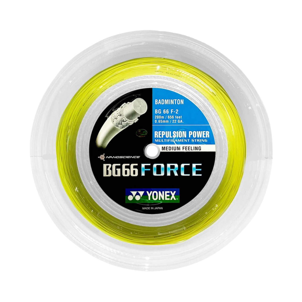 Yonex BG66 Force Badminton String (200m Reel) Yellow