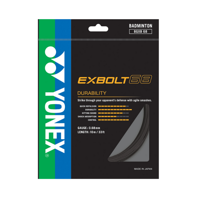 Yonex Exbolt 68 Badminton String (10m Set) Black String (Packs) Yonex
