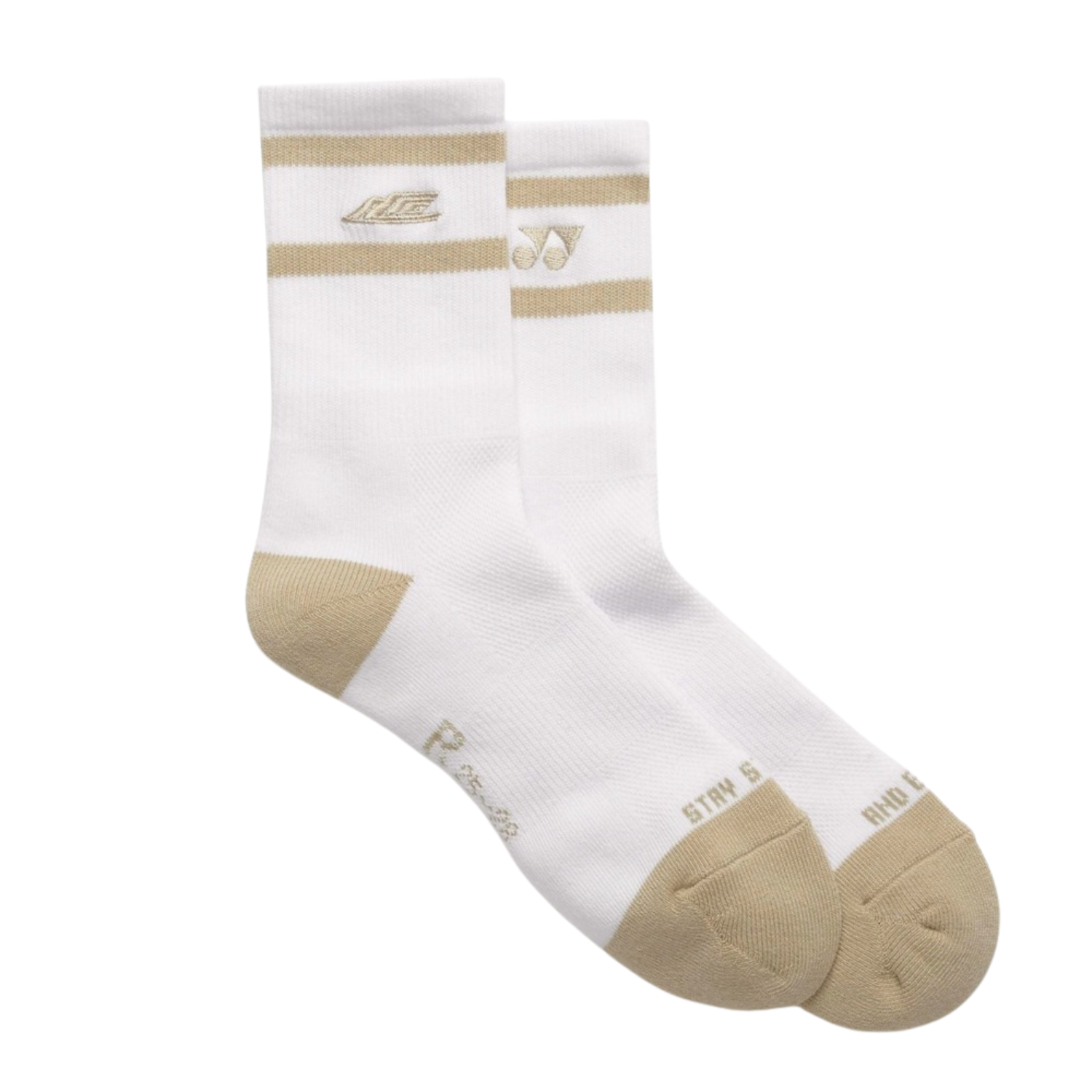 Yonex 19257YX LCW Sport Crew Socks Unisex - Khaki Beige Khaki Beige Clothing Yonex