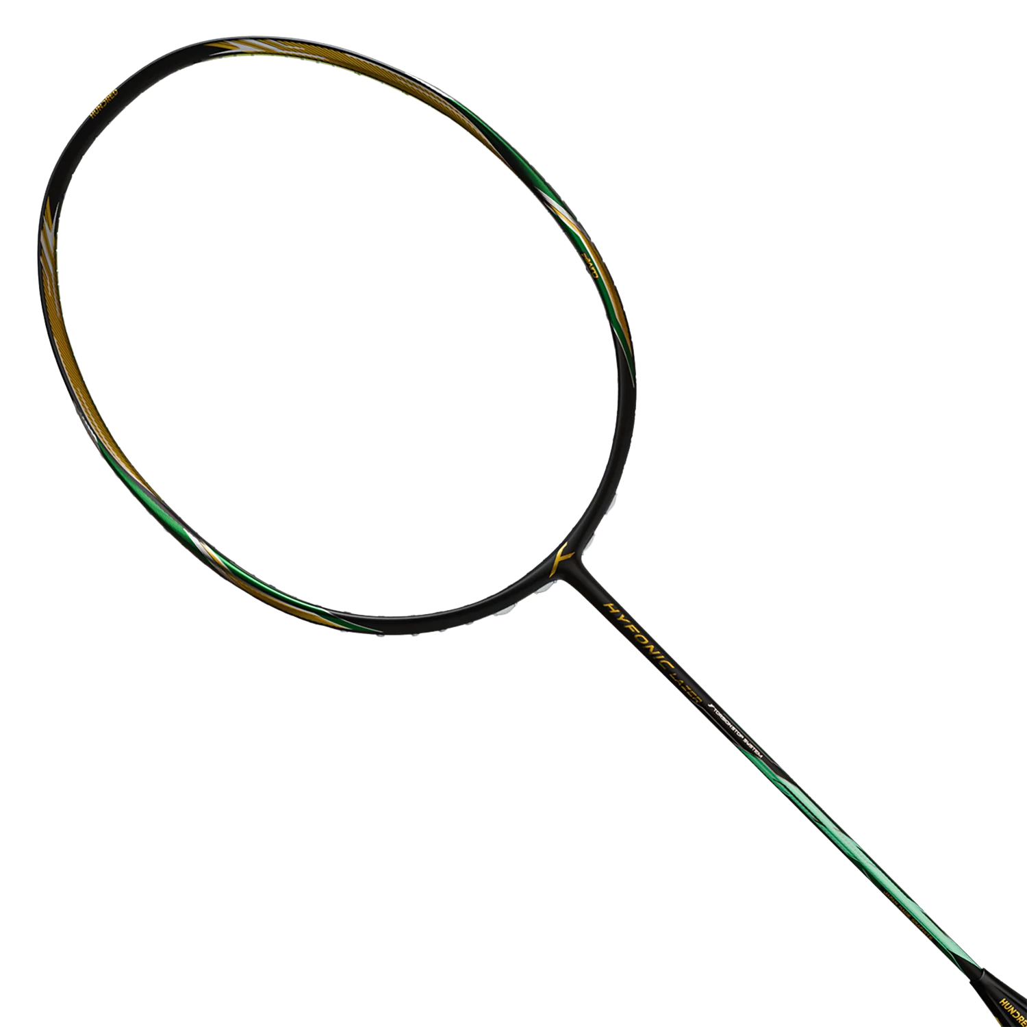 Hundred Hyfonic Lazer (5U) Strung - Black/Green Badminton Rackets Hundred