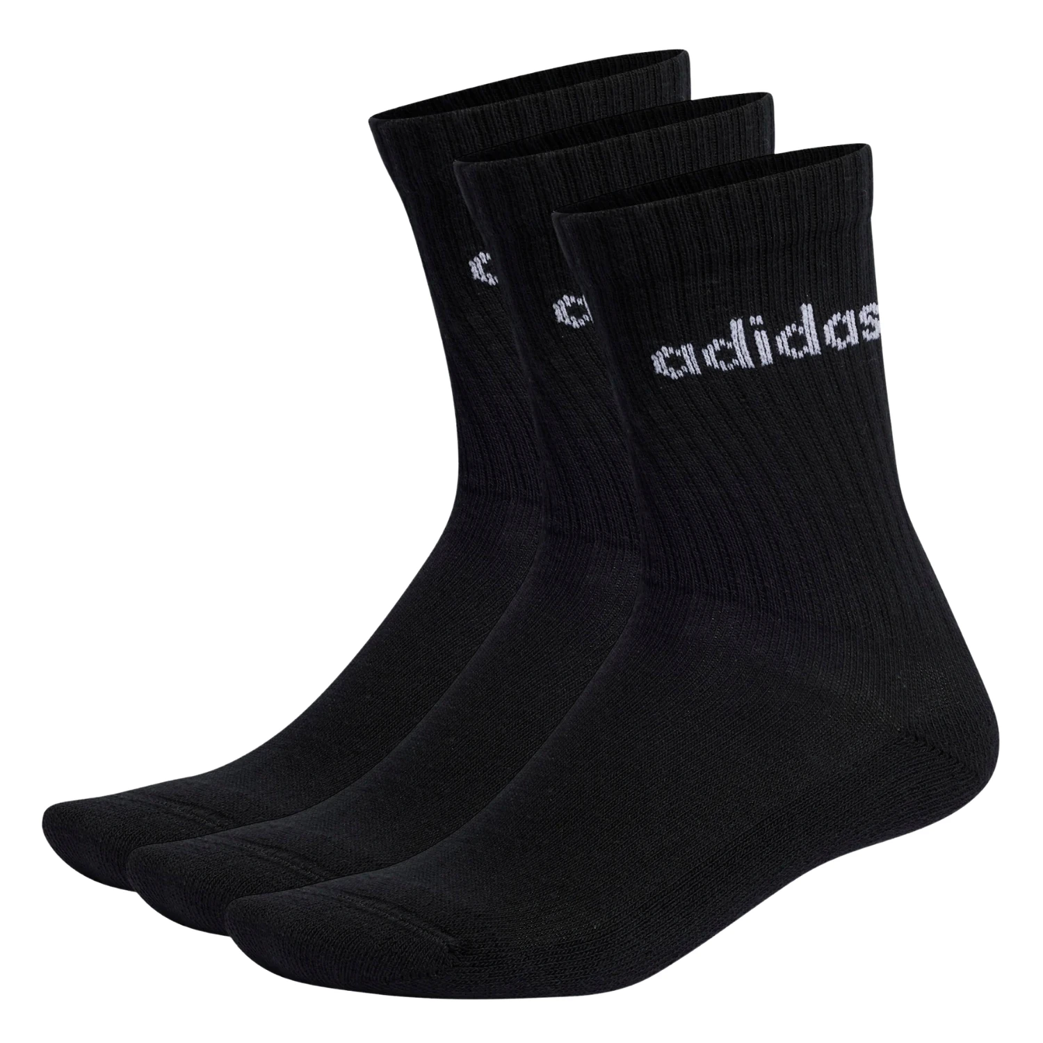 Adidas Linear Crew Cushioned Socks 3 Pack - Black/White Black White Clothing Adidas