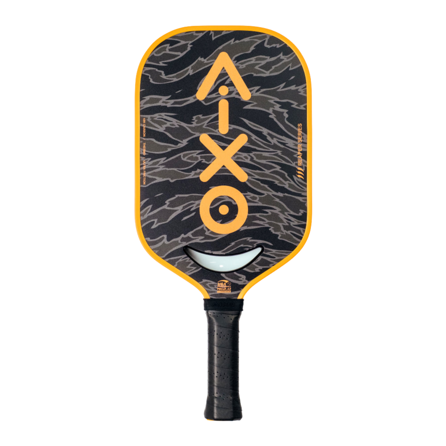 Aixo P14C Reaper Series Tiger King 18K Raw Carbon Pickleball Paddle Black Orange One Size Pickleball Paddle Aixo
