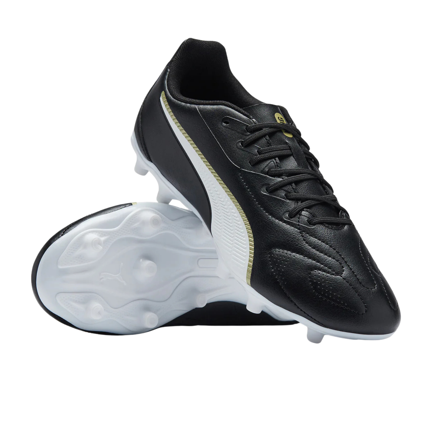 Puma King 20 Play FG/AG Football Shoe - Black/White/Gold Football Boots Puma