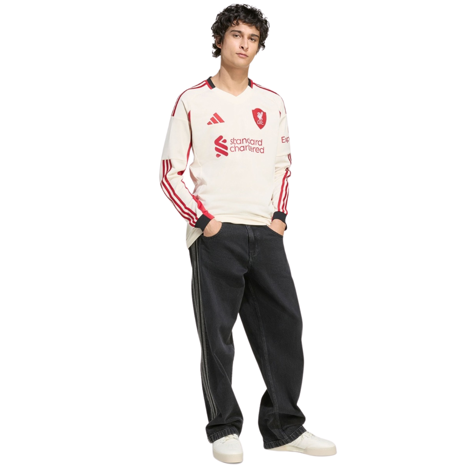 Adidas Liverpool F.C. 25/26 Long Sleeve Away Jersey Junior - Beige Clothing Adidas