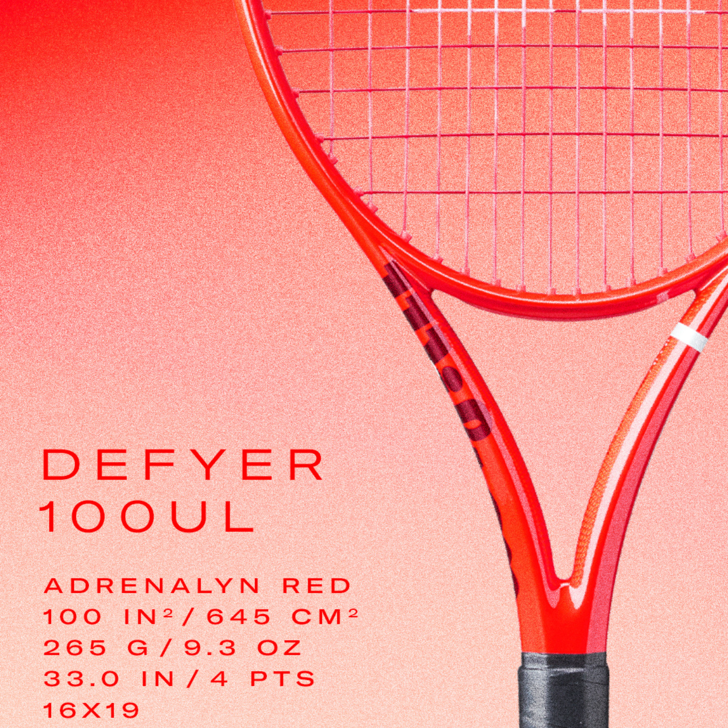 Wilson Defyer 100UL V1 2026 Tennis Racket 265g - Adrenalyn Red Tennis Rackets Wilson