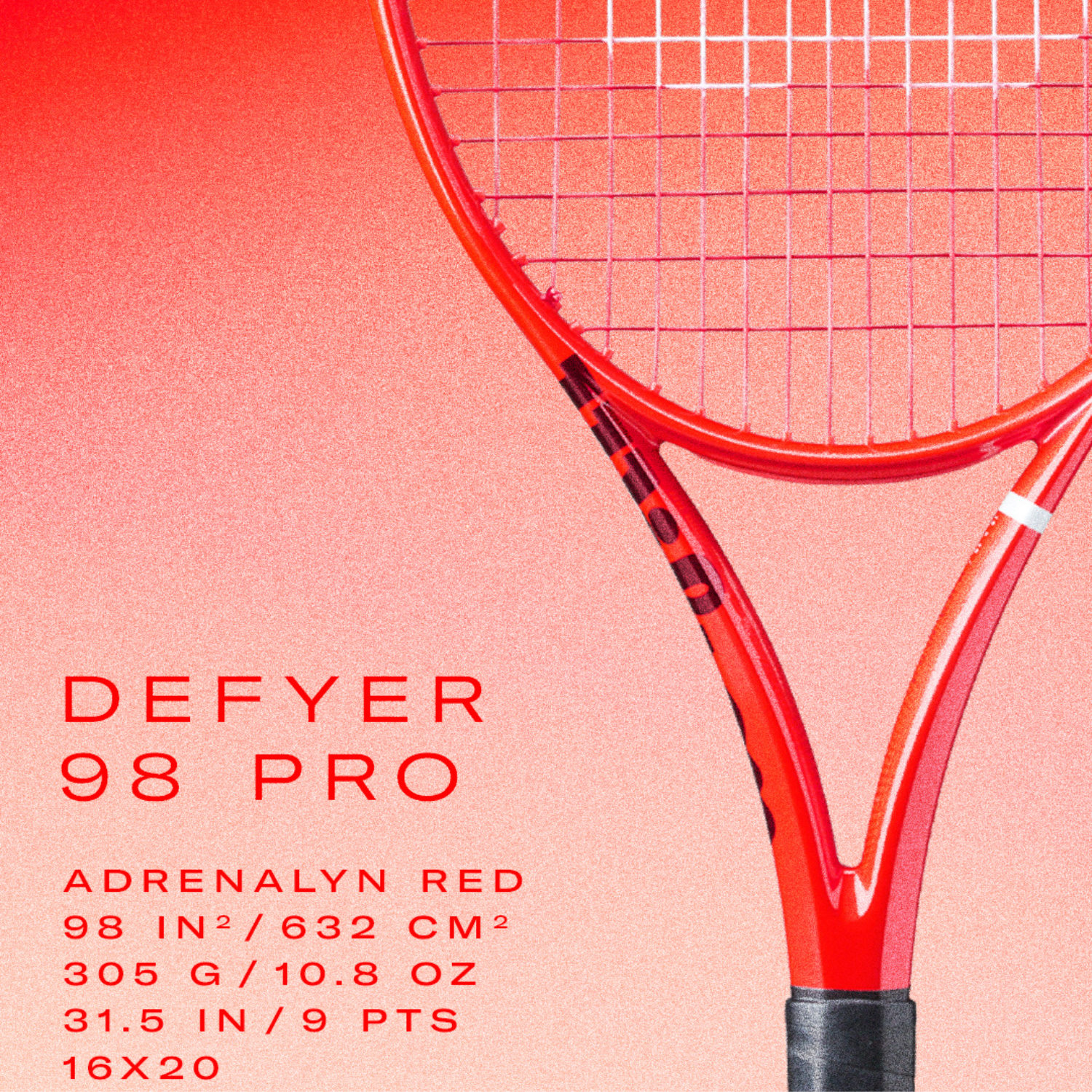 Wilson Defyer 98 Pro V1 Redline Concept Edition 2026 Tennis Racket 305g - Adrenalyn Red Tennis Rackets Wilson