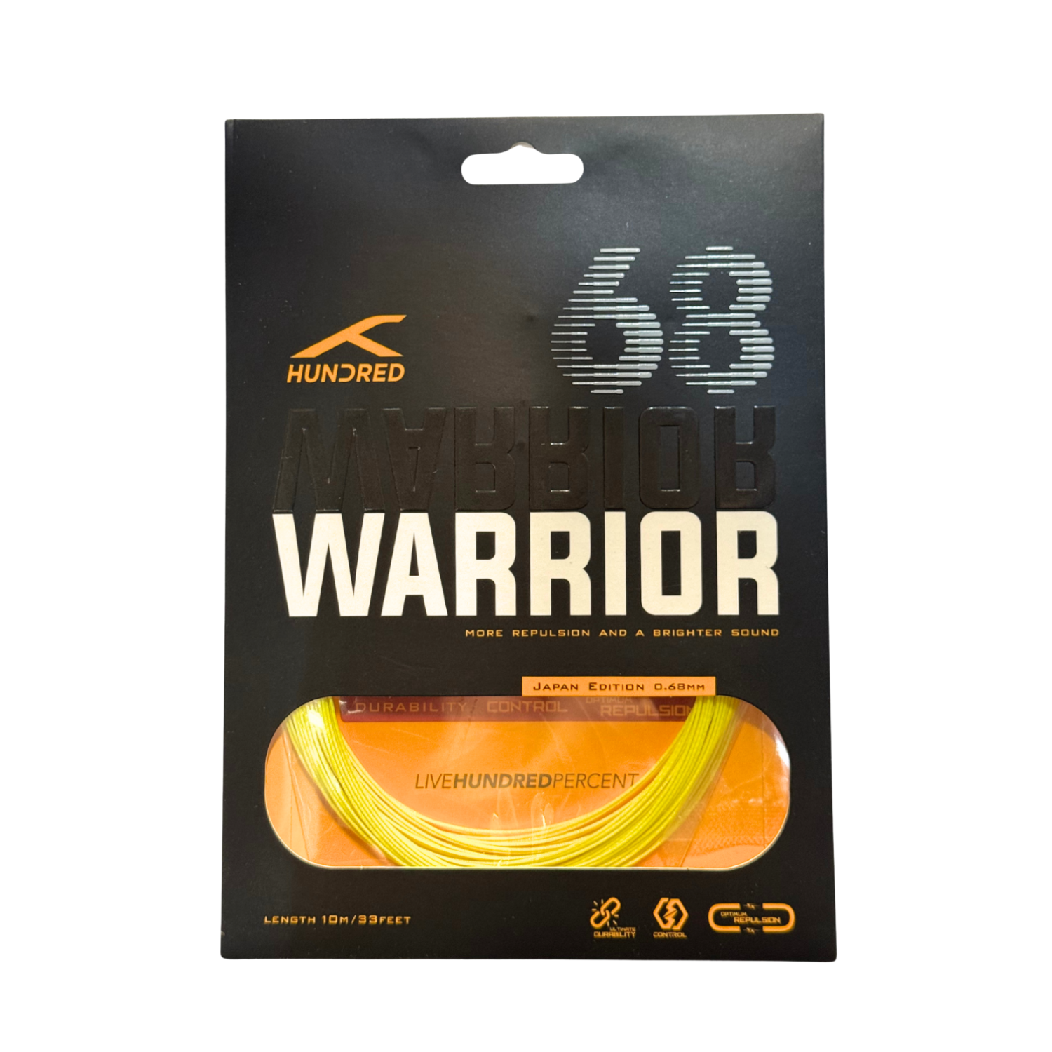 Hundred 68 Warrior Badminton String (0.68mm) - Graphite Black String (Packs) Hundred