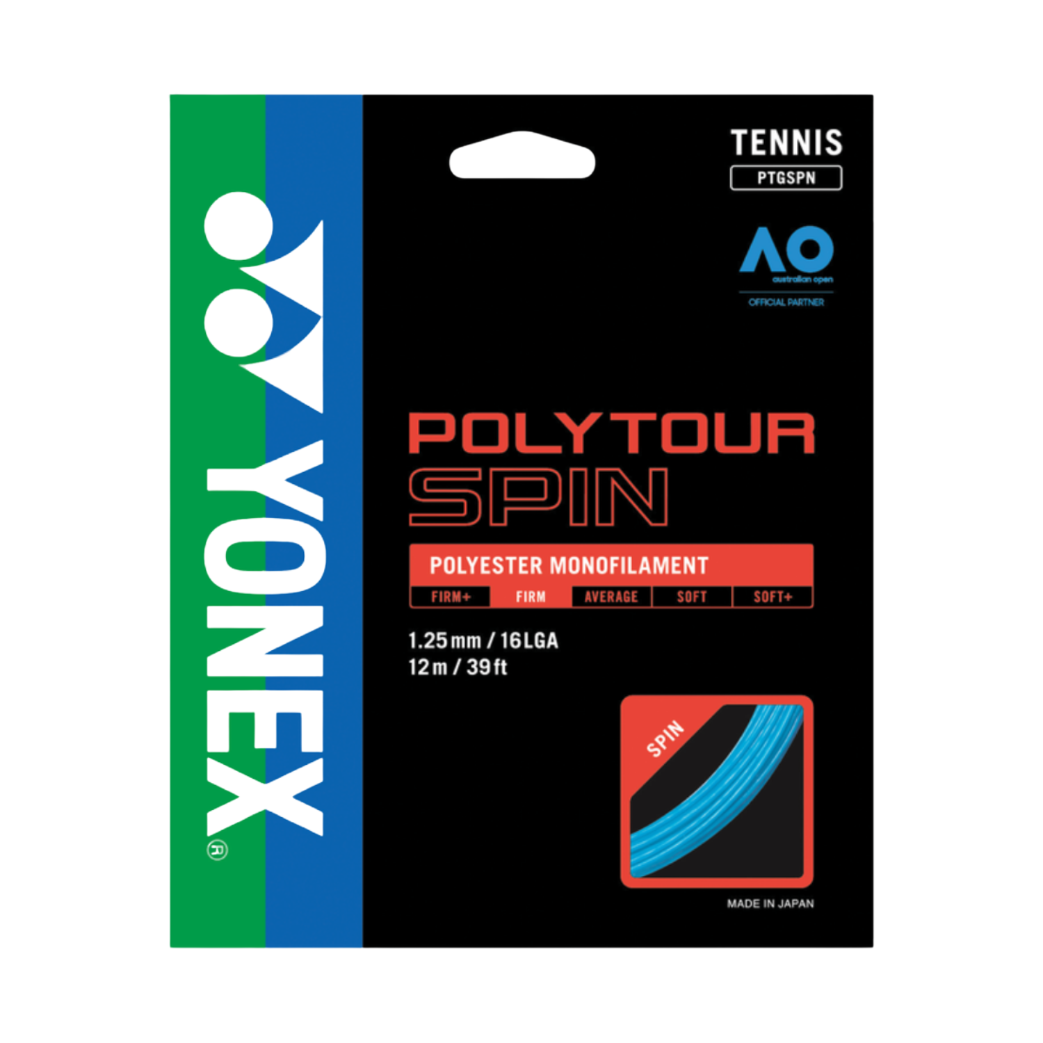 Yonex Polytour Spin 125 Tennis String Set - Cobalt Blue Cobalt Blue 1.25mm 12M Set Tennis String Yonex