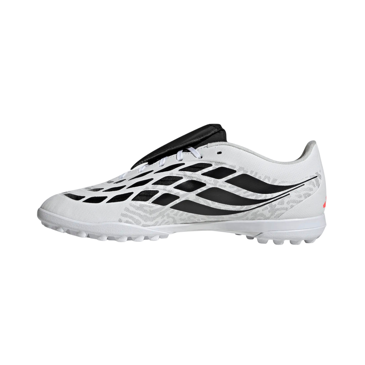 Adidas Predator Club Fold-Over Tongue turf boots, White/Red/Black, back view
