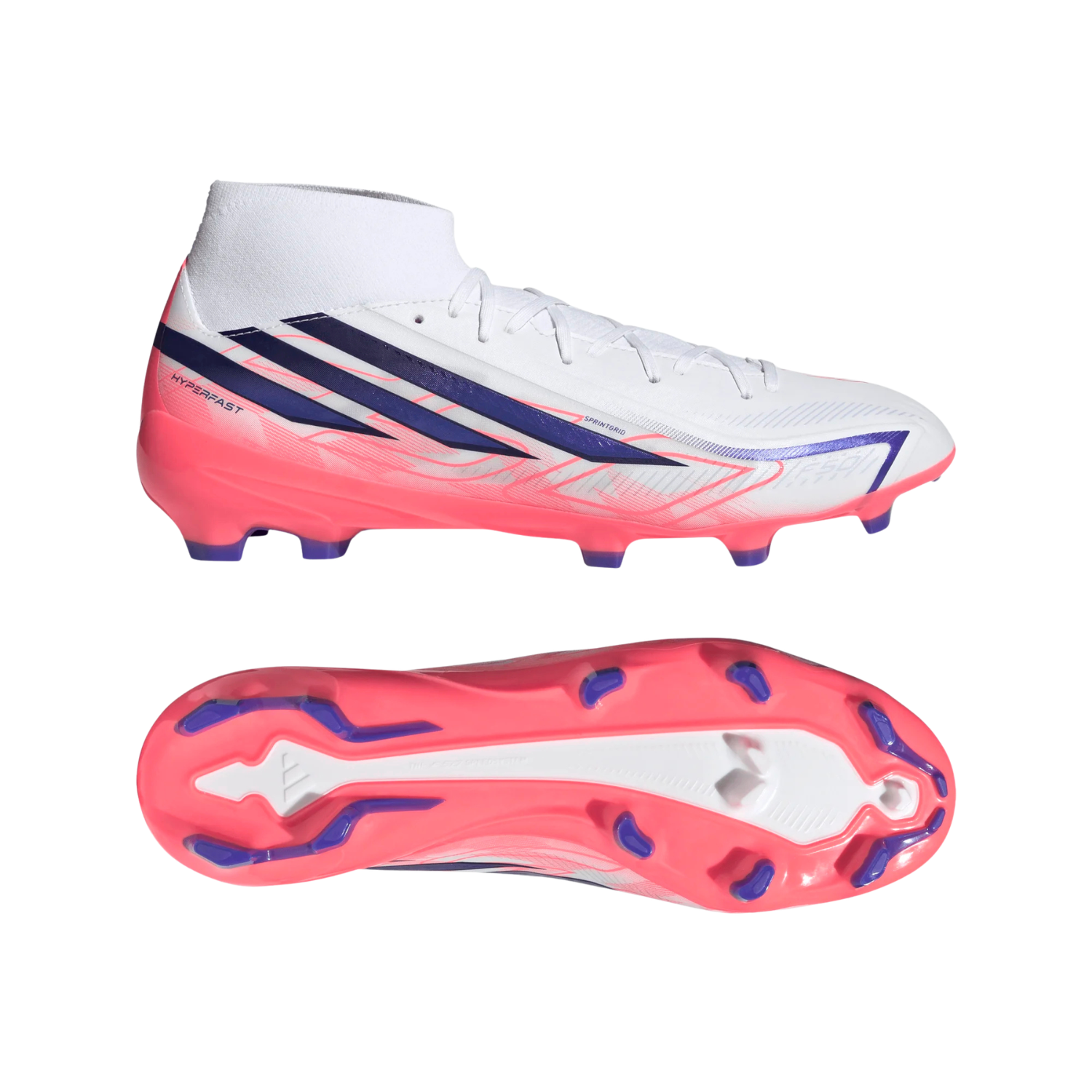 Adidas F50 Hyperfast League Mid FG Football Boots Unisex - White/Purple/Pink Football Boots Adidas