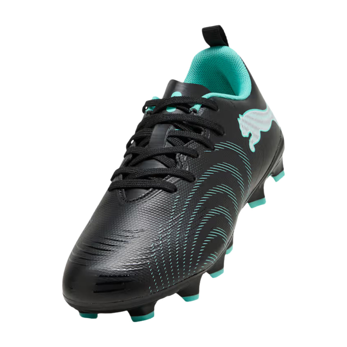 PUMA Future 9 Play FG/AG Junior Football Boots - Black/Mint/White Football Boots PUMA