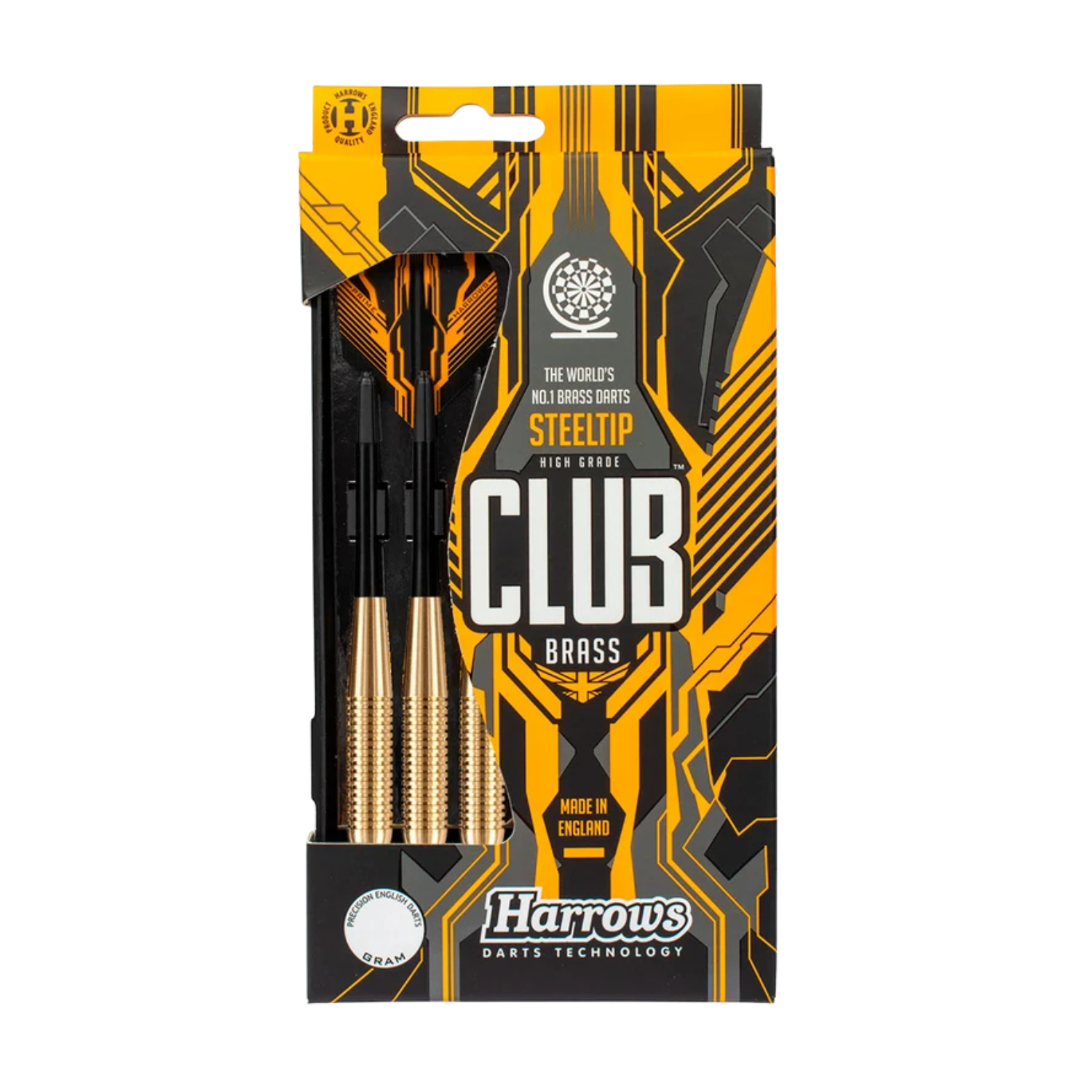 Harrows Club Brass 22GR Steel Tip Darts - Yellow Darts Harrows