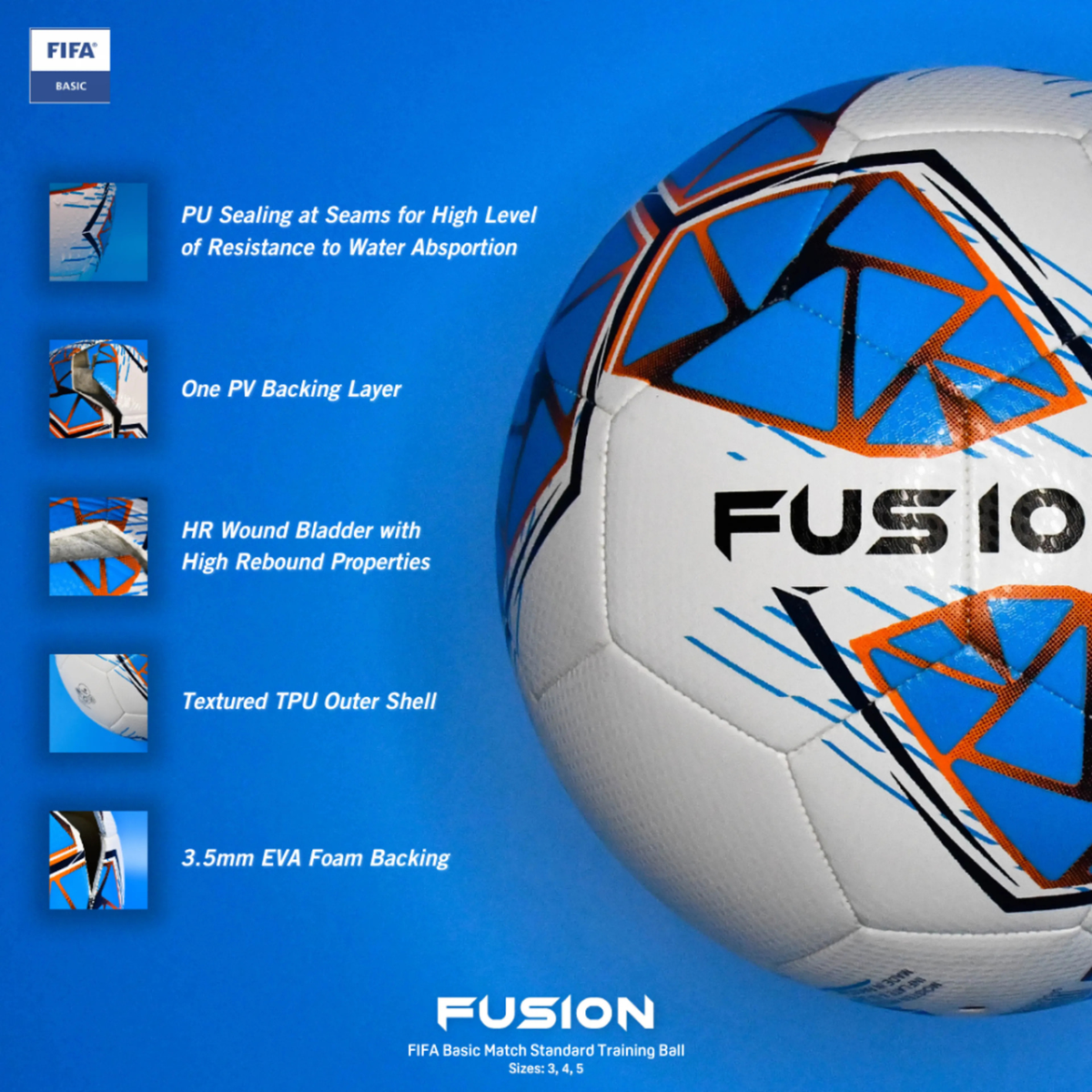 Precision Fusion FIFA Basic Training Football - Sizes 3, 4 & 5 Footballs Precision