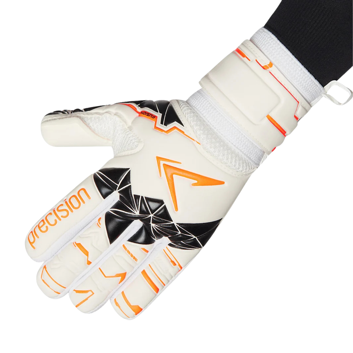 Precision Negative Replica Goalkeeper Gloves, White/Fluo Orange/Black, side view