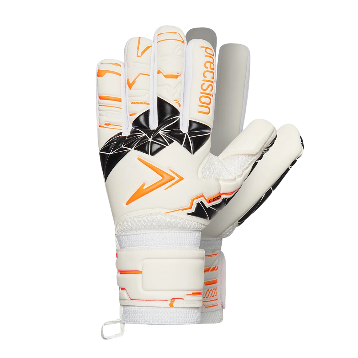 Precision Negative Replica Goalkeeper Gloves, White/Fluo Orange/Black, back view
