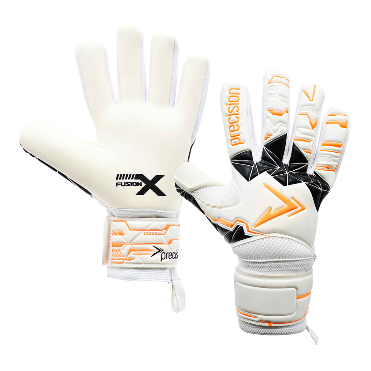Precision Negative Replica Goalkeeper Gloves, White/Fluo Orange/Black, front view