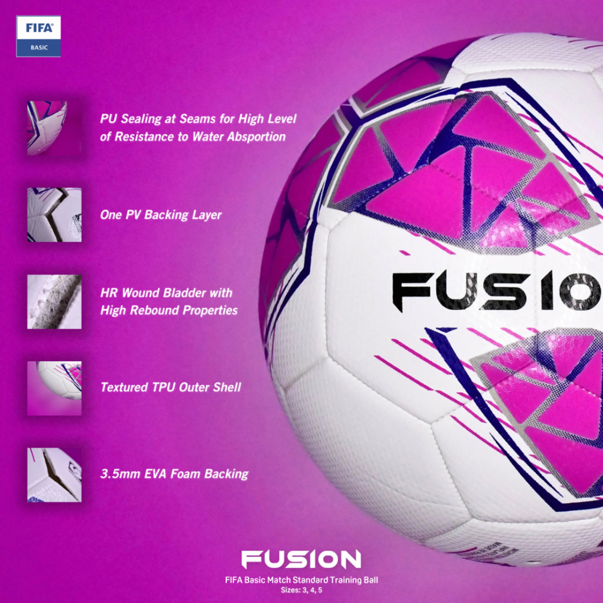 Precision Fusion FIFA Basic Training Football - Sizes 3, 4 & 5 Footballs Precision