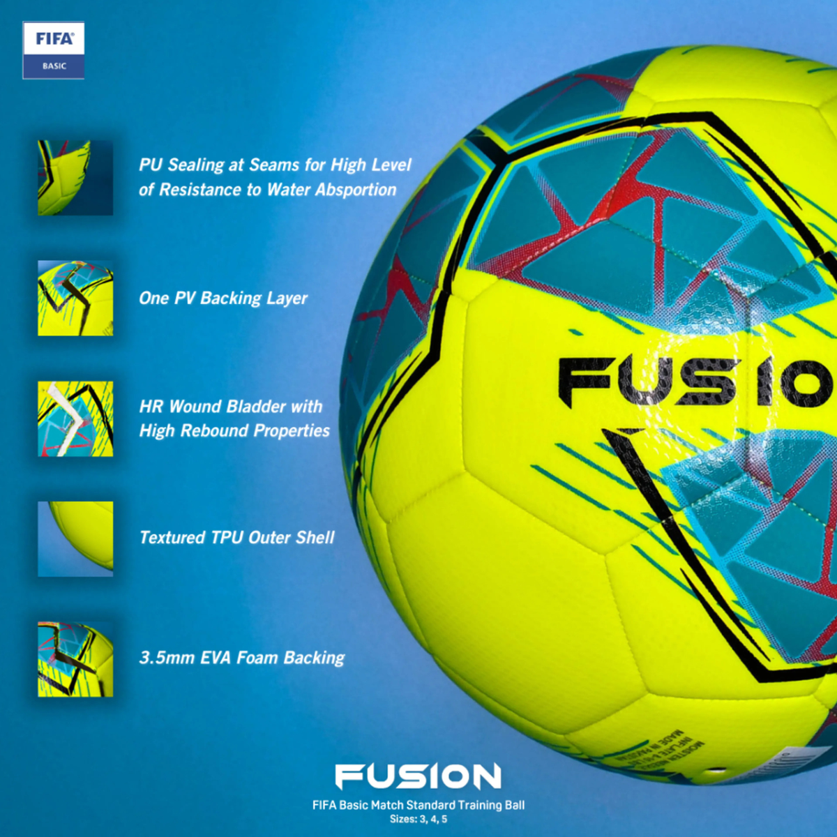 Precision Fusion FIFA Basic Training Football - Sizes 3, 4 & 5 Footballs Precision