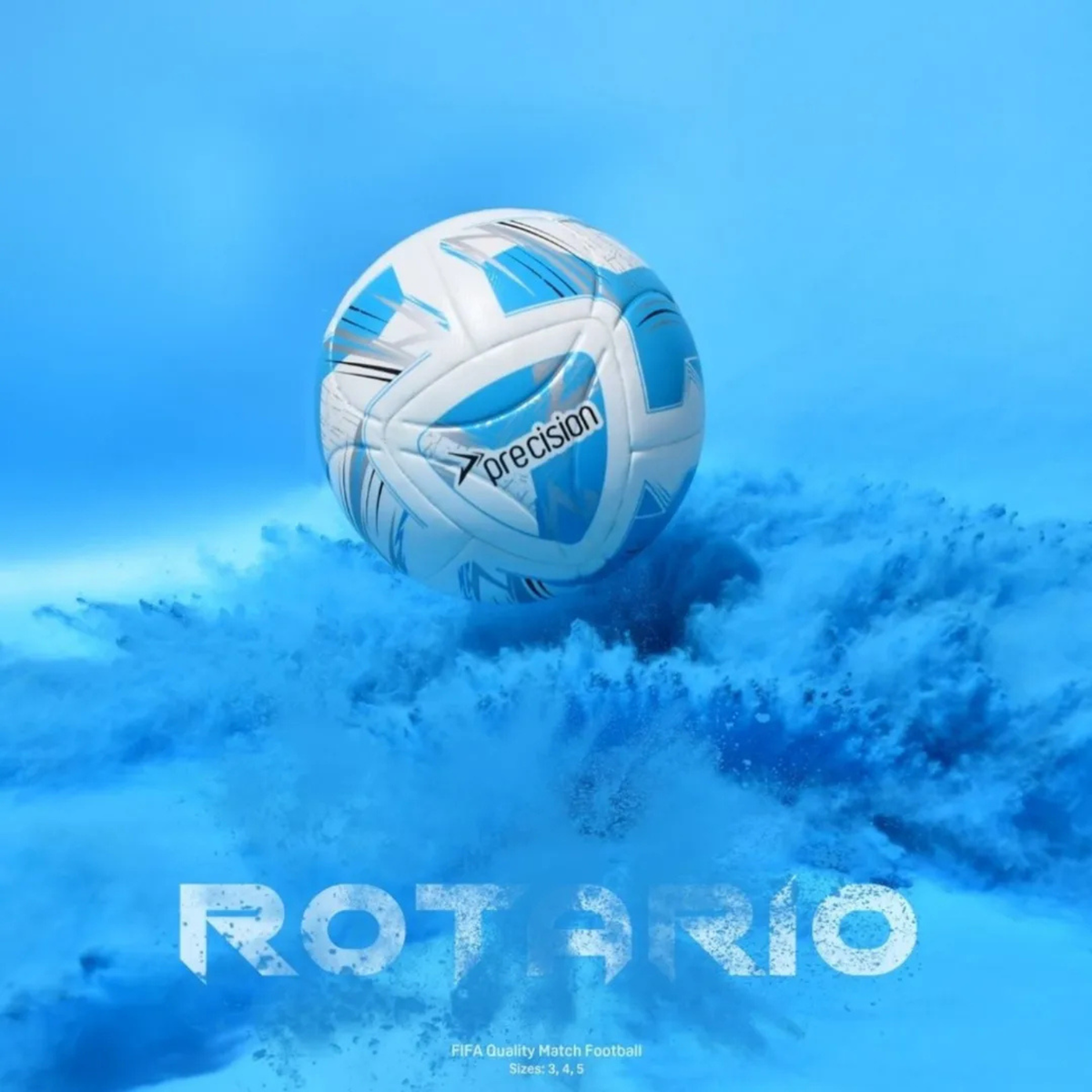 Precision Rotario FIFA Quality Match Football - White/Cyan, Size 3, 4 & 5 (PRF158) Football Precision