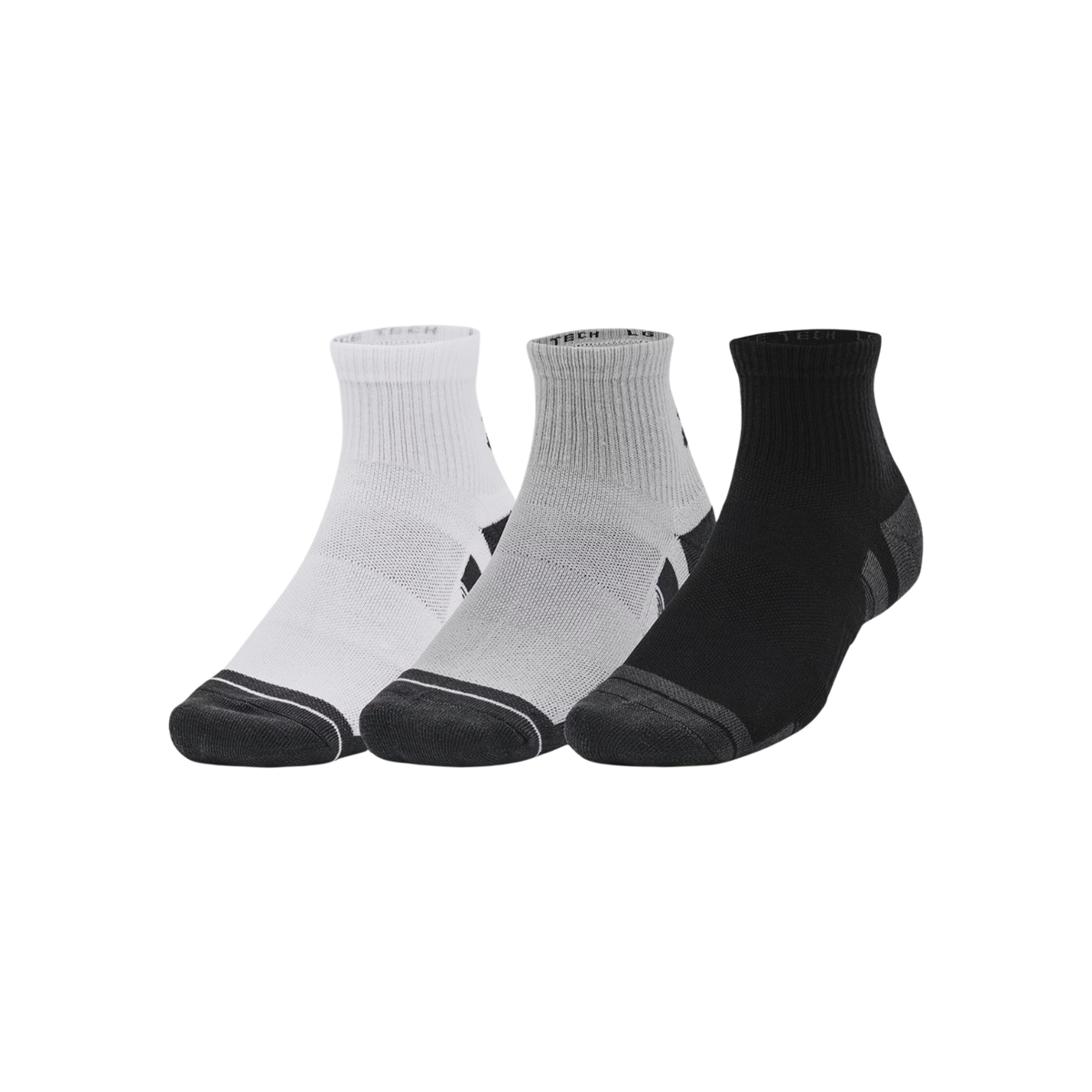 Under Armour Performance Tech 3pk Quarter Socks 011 Mod Gray White Clearance Under Armour