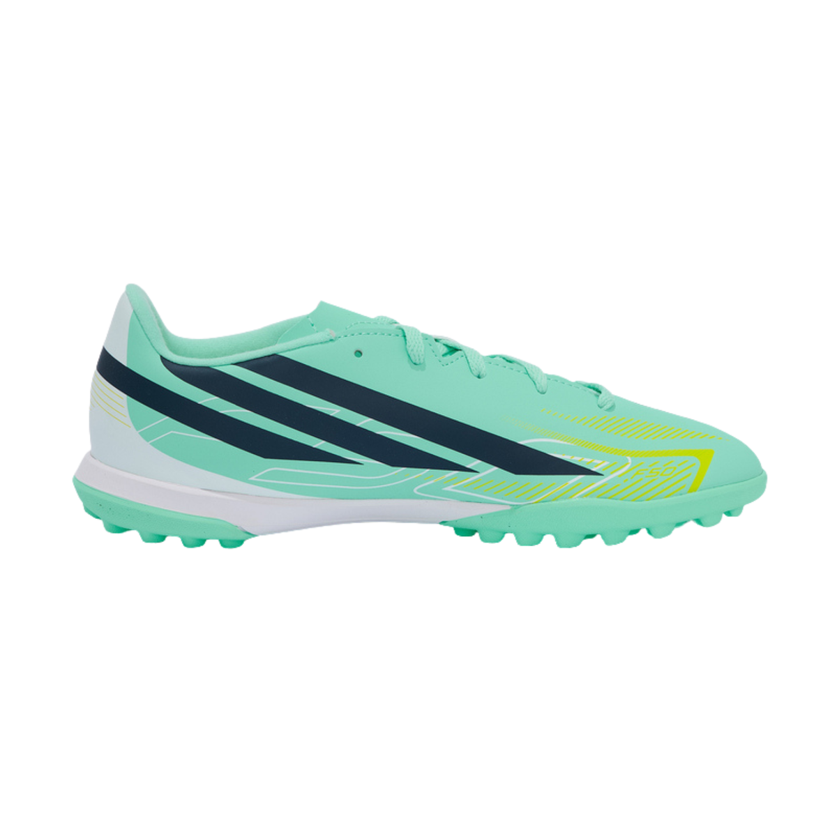 Adidas F50 Hyperfast Club Turf Football Shoes Junior - Mint/Navy/Lemon (KK1367) Mint Navy Lemon Football Boots Adidas