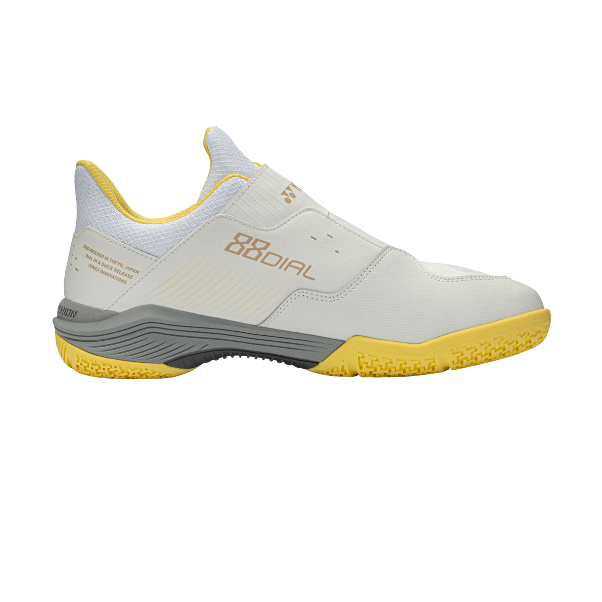 Yonex Power Cushion 88 Dial Badminton Shoe Unisex - White/Yellow Badminton Shoes Yonex