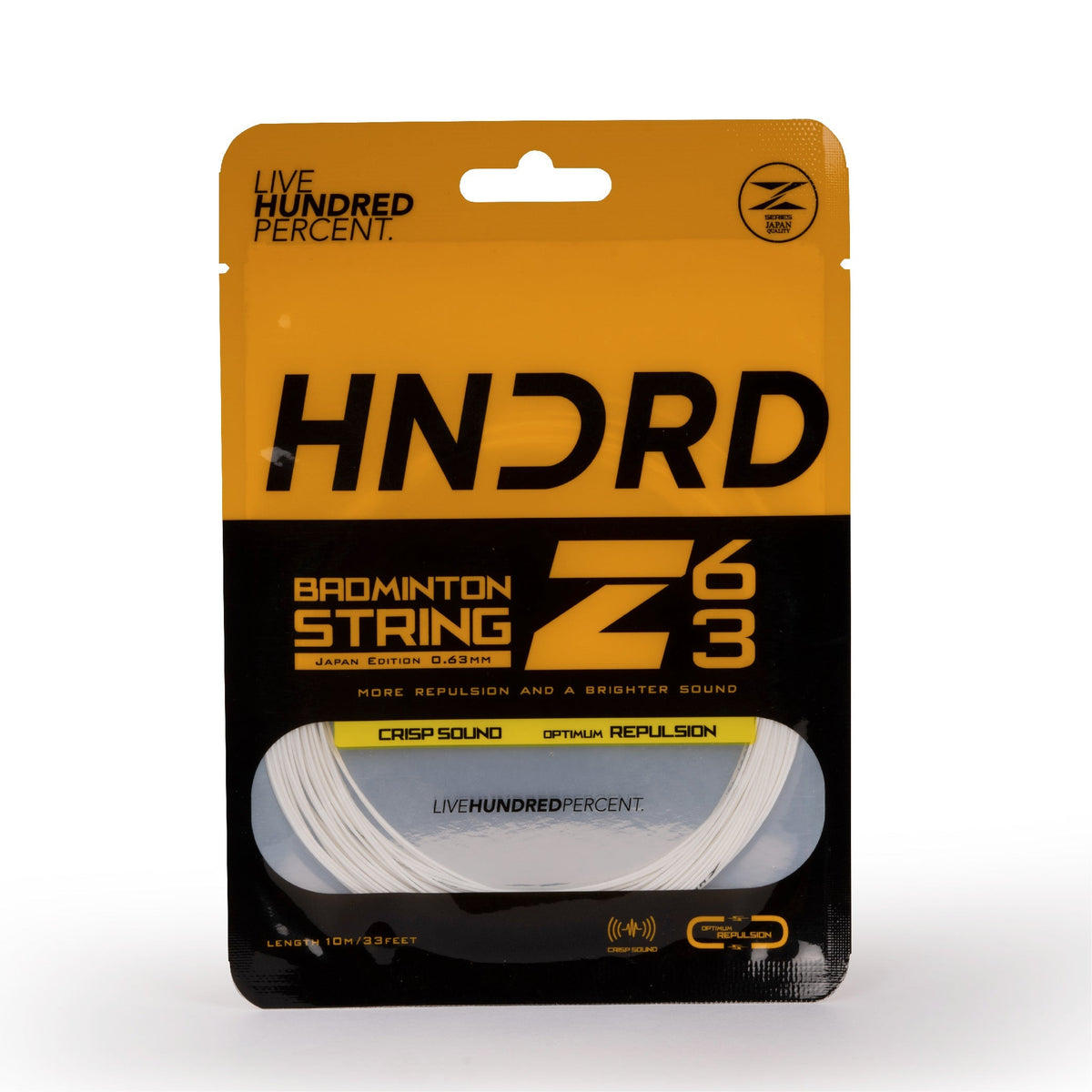 Hundred 63 Z Badminton String, Ice White, front view