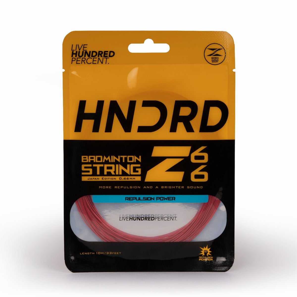 Hundred 66 Z Badminton String, Formula 1 Red, front view
