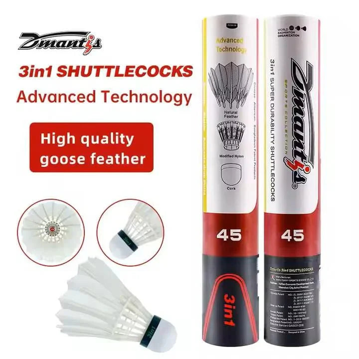 Dmantis D45 badminton shuttle with goose feather