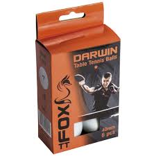 Fox TT Darwin 1 Star Table Tennis Balls (6pc) WHITE Table Tennis Paddle Fox