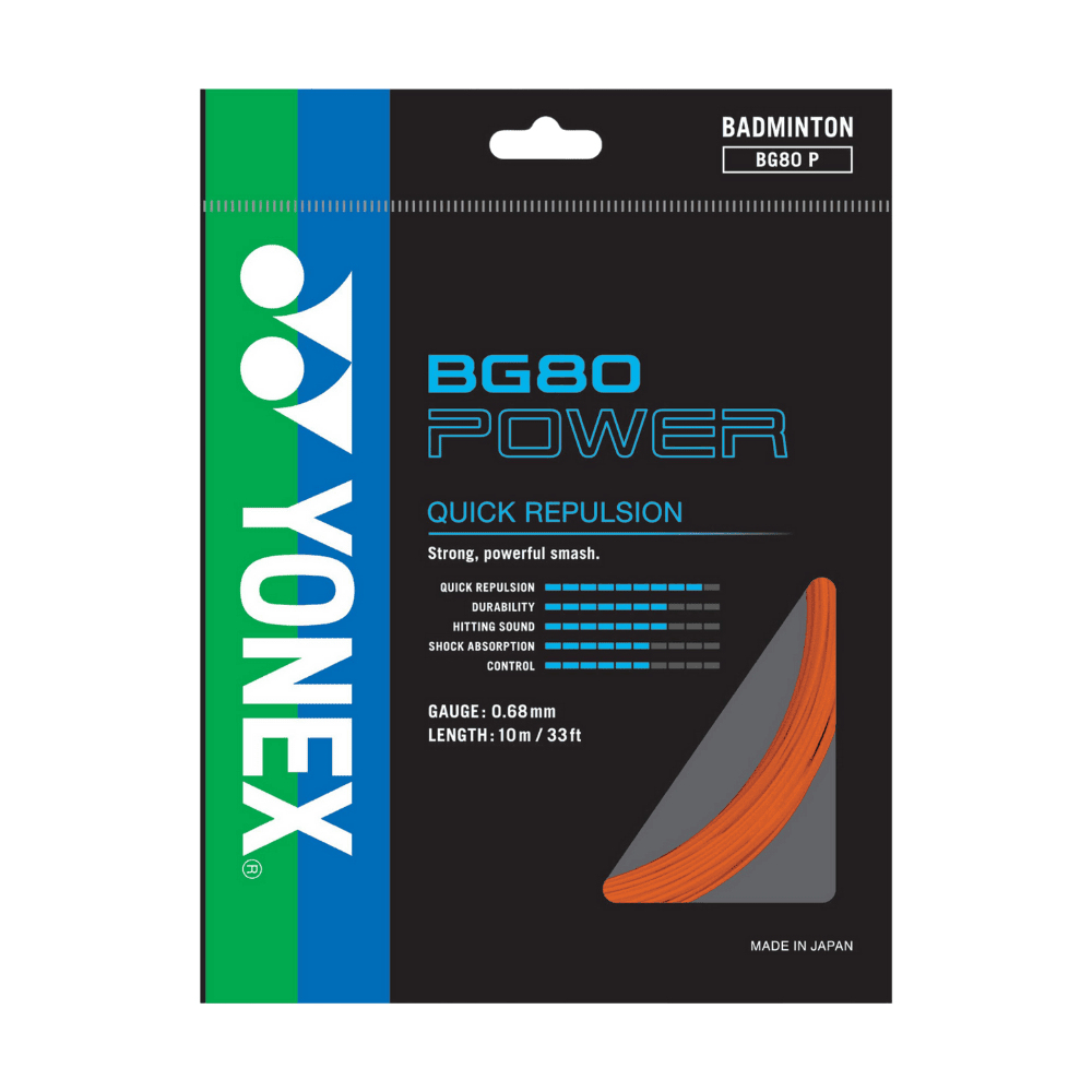 Yonex BG80 Power Badminton String Set - Bright Orange Bright Orange 10 m Accessories Yonex