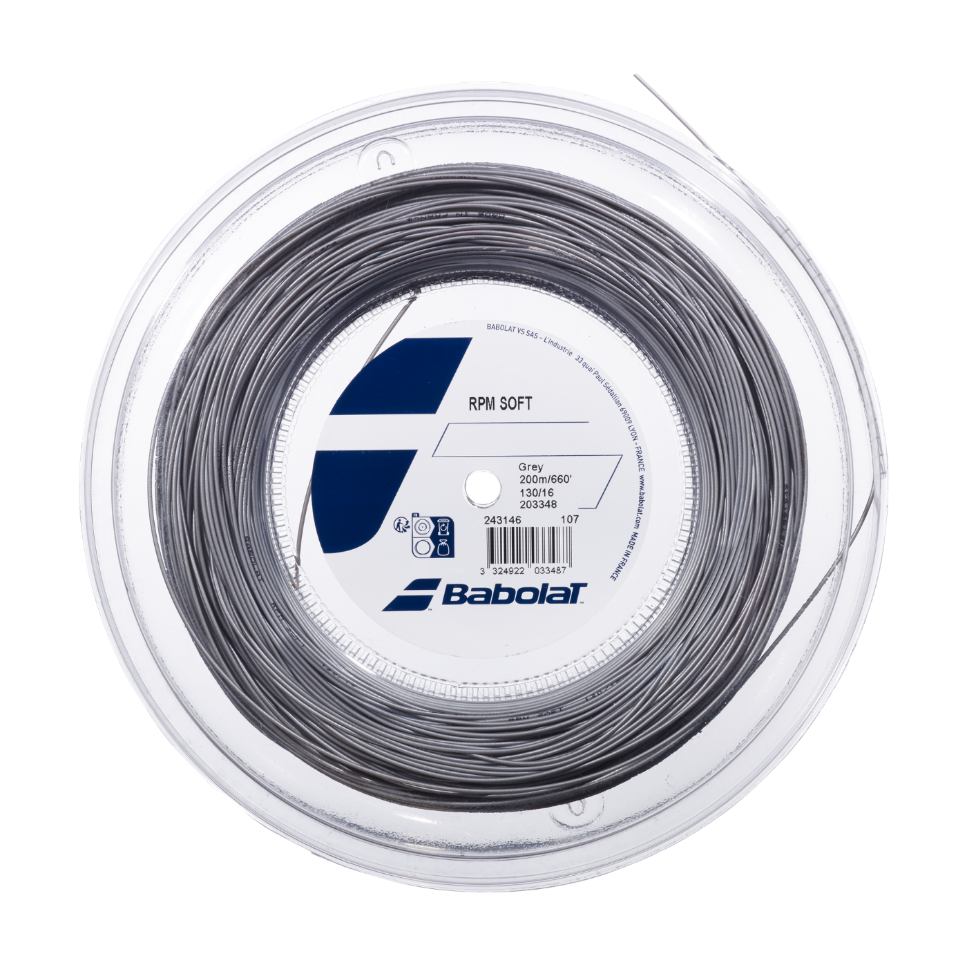 Babolat RPM Soft 1.30mm Tennis String Reel (200m) - Grey 1.30mm 200m Grey String (Reel) Babolat
