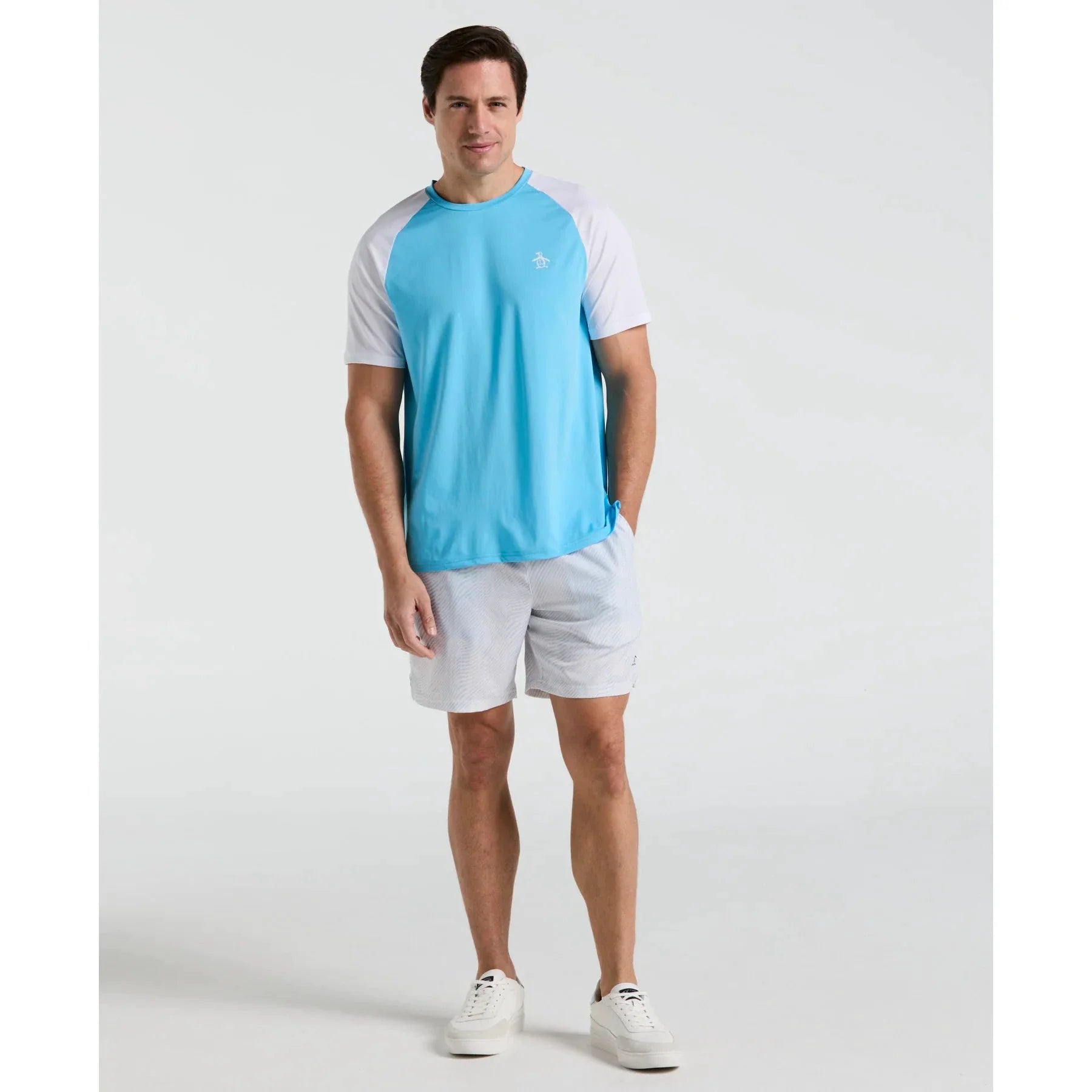 Original Penguin Blocked Performance Tennis T-Shirt - Blue Grotto Clothing Original Penguin